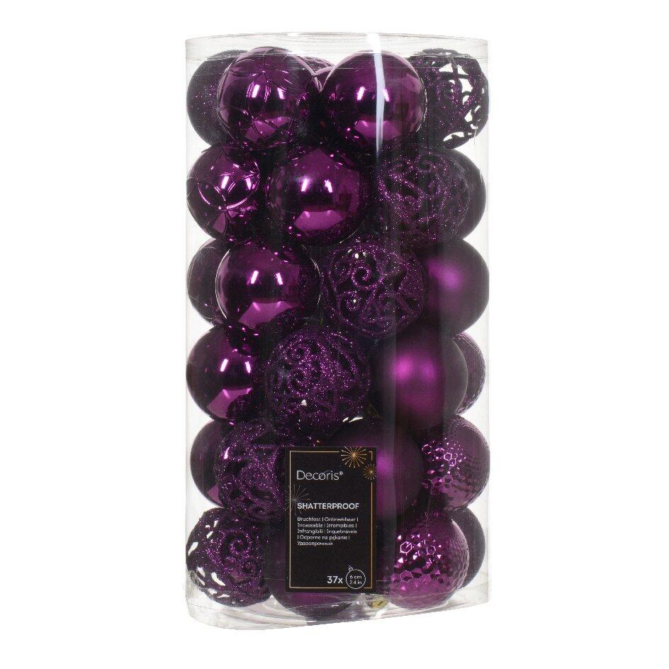 Lot de 37 boules de Noël (D60 mm) Alpine Mix Violet 1