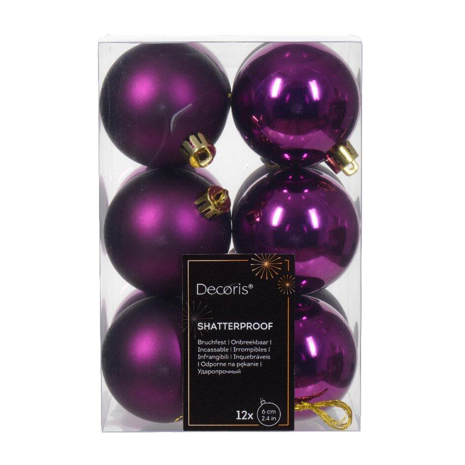 Lot de 12 boules de Noël (D60 mm) Alpine Violet 1