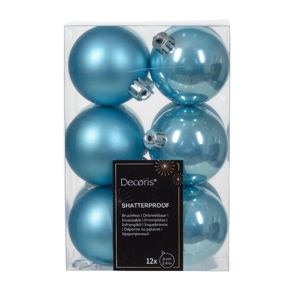 Confezione di 12 palline di Natale (D60 mm) Alpine Blu scintillante 1