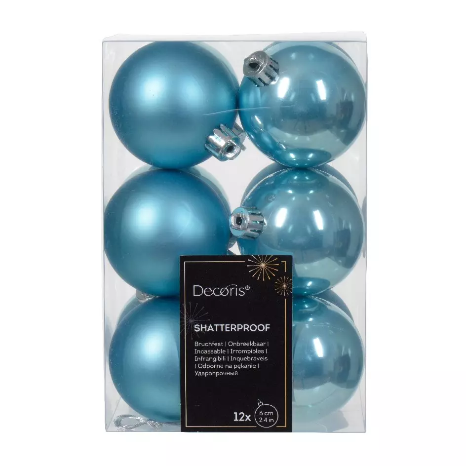 Lote de 12 bolas de Navidad (D60 mm) Alpine Azul destello 1