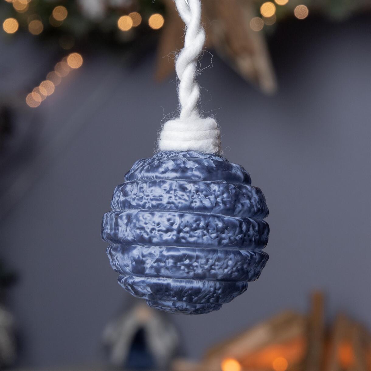 Set van 3 glazen kerstballen (D80 mm) Silva donkerblauw 1