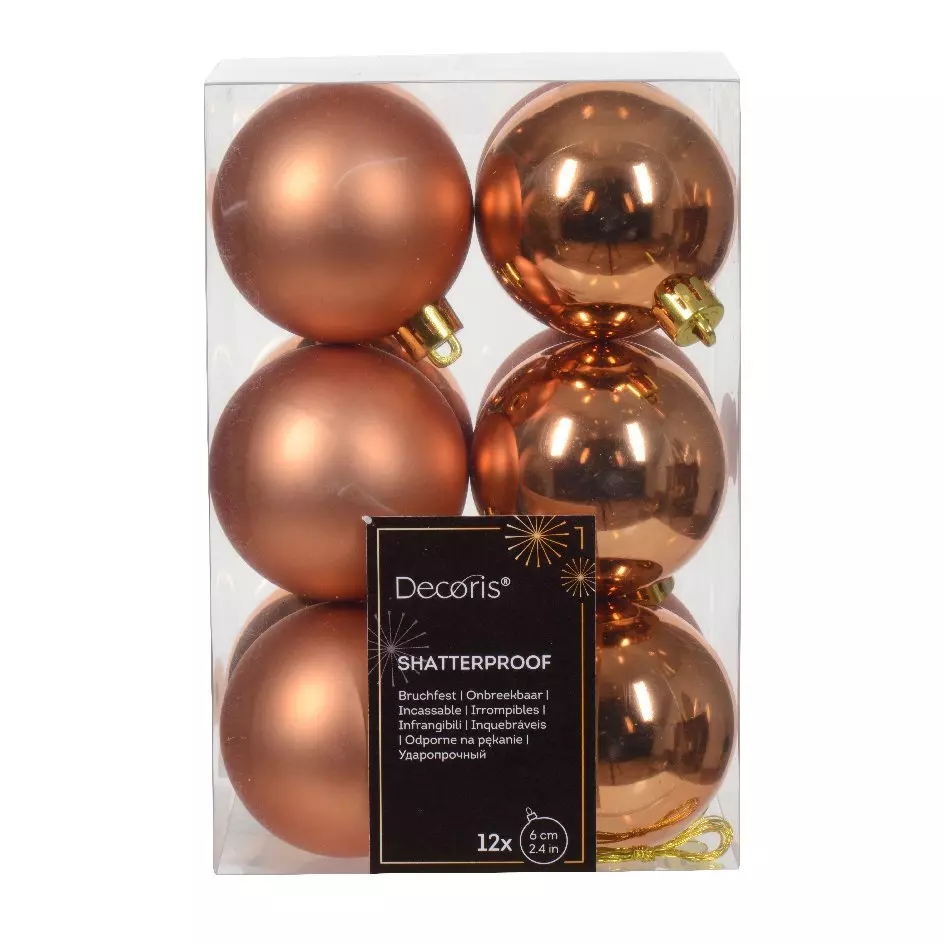 Set van 12 kerstballen (D60 mm) Alpine Koperrood 1