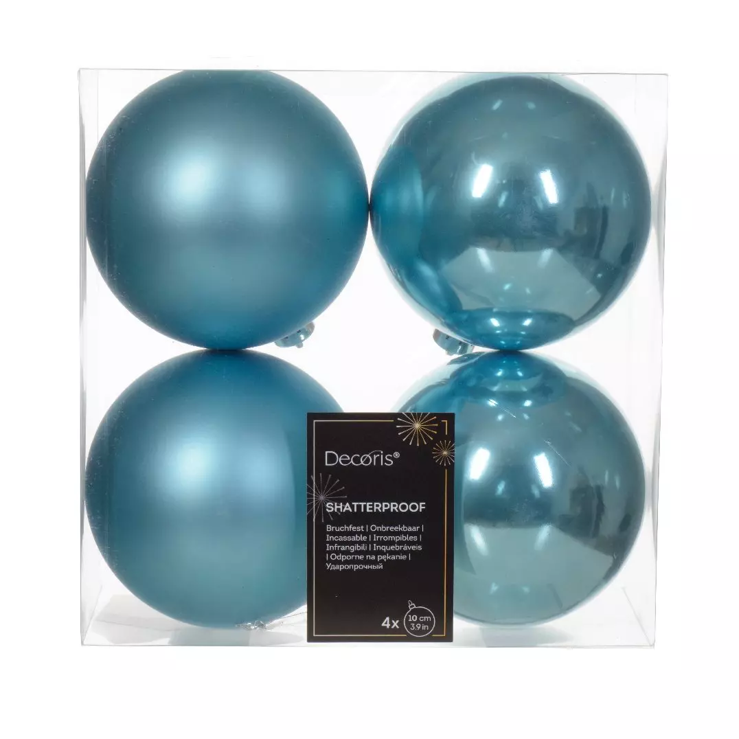 Lote de 4 bolas de Navidad (D100 mm) Alpine Azul destello 1