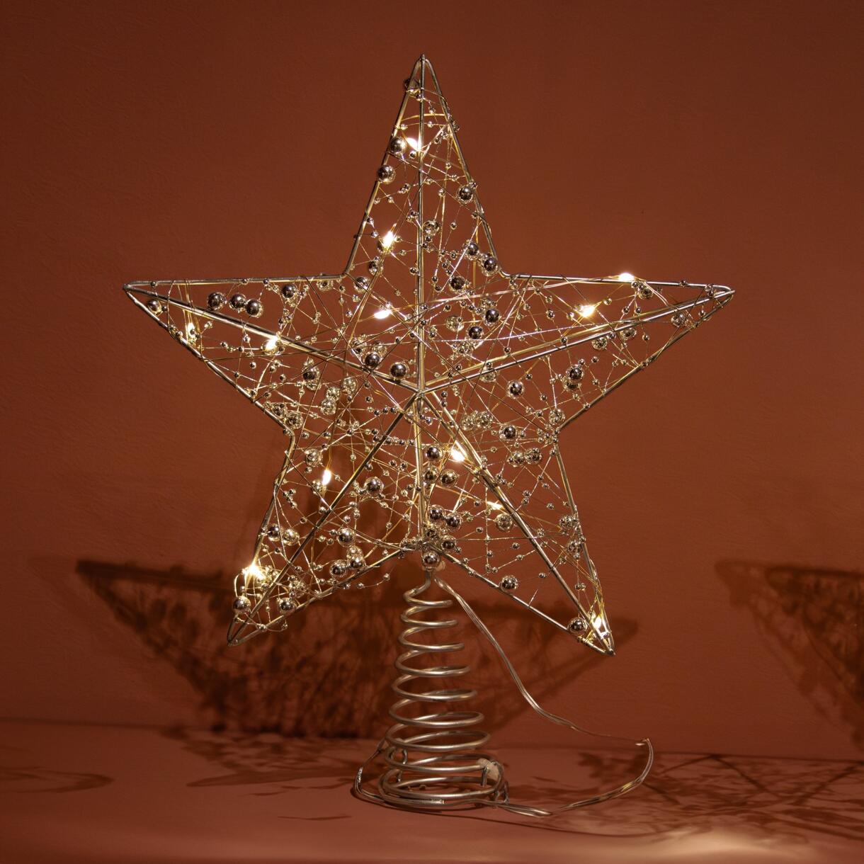 Verlichte kerstboompiek Angie Zilver/ Warm wit 1