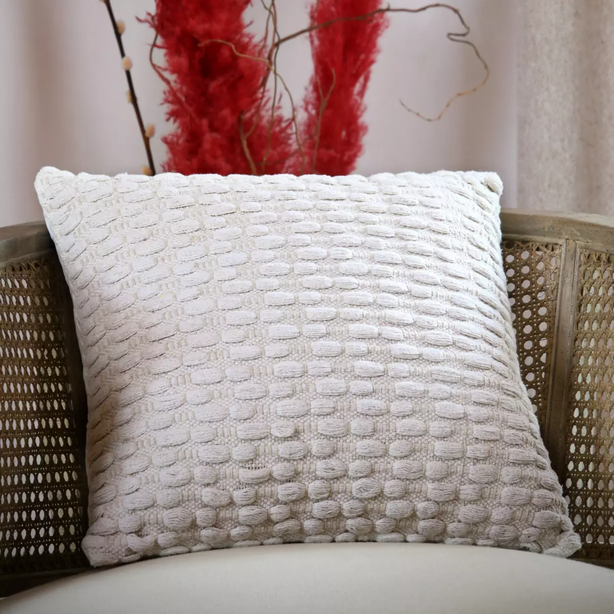 Coussin carré coton (40 cm) Cornouailles Ecru 1
