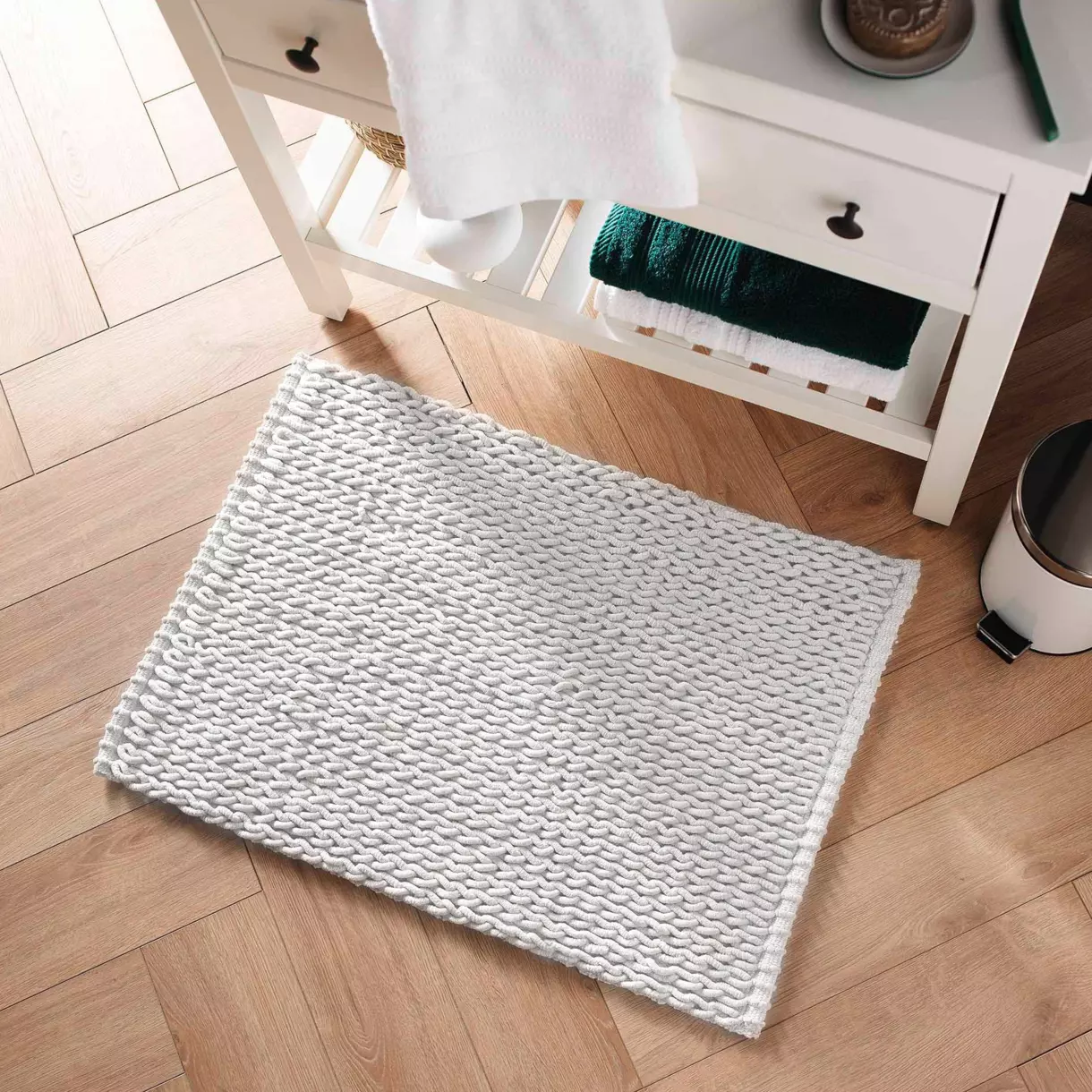 Tapis de bain (80 cm) Isalis Blanc 1