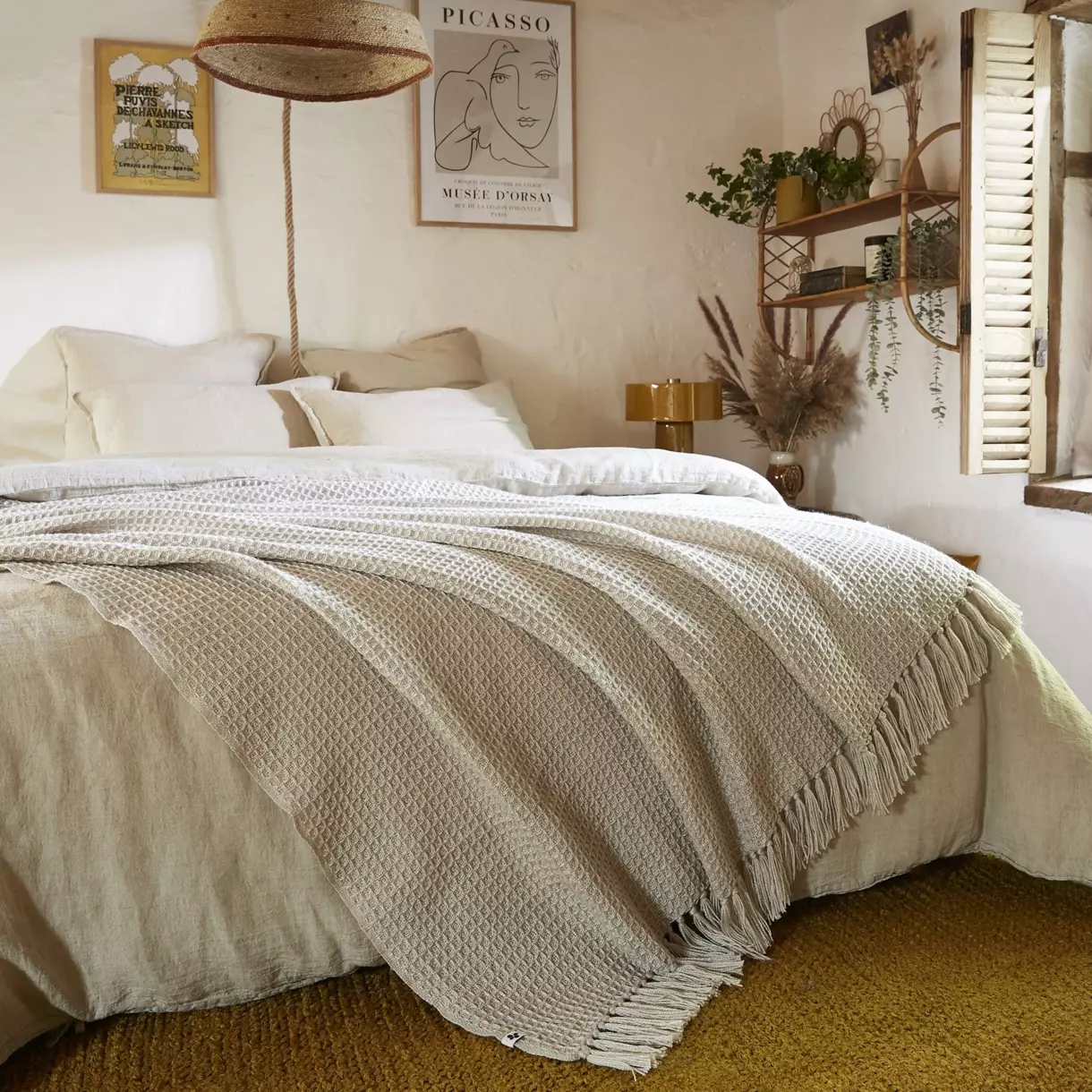 Colcha material reciclado (240 x 260 cm) Gabin Beige pampa