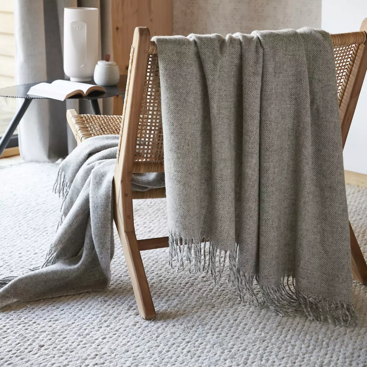Plaid laine (200 cm) Martin Gris