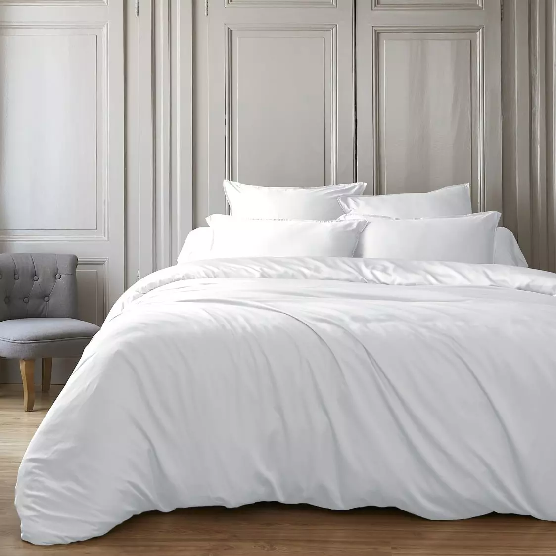Housse de couette satin de bambou (260 cm) Salomé Blanc chantilly 1