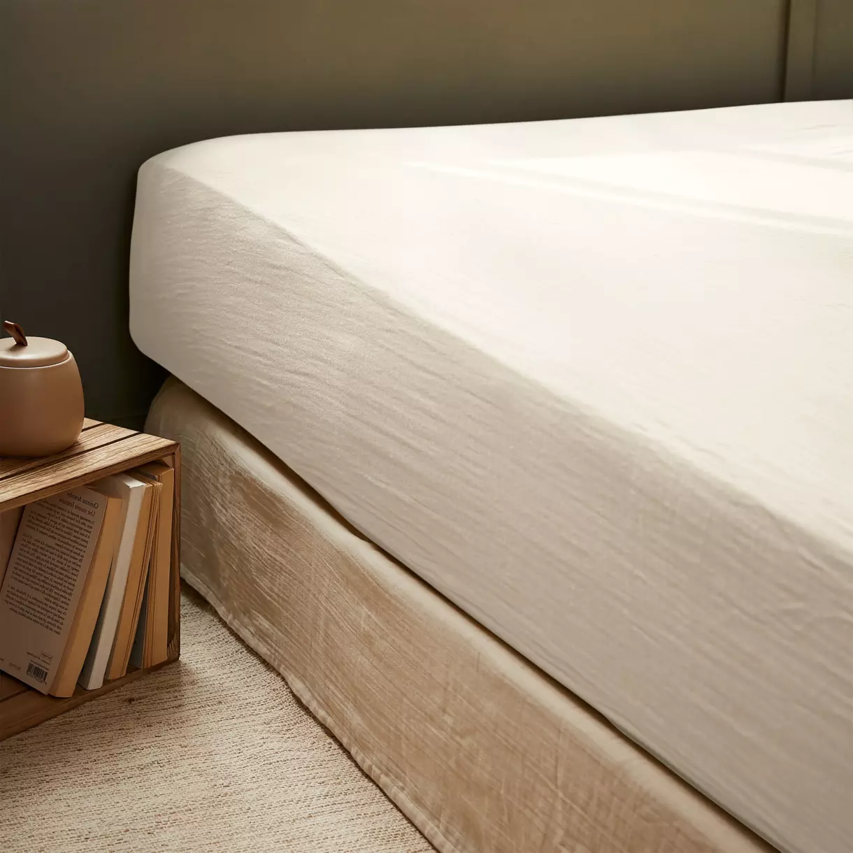 Hoeslaken Katoengaas (160 cm) Gaïa Beige 1