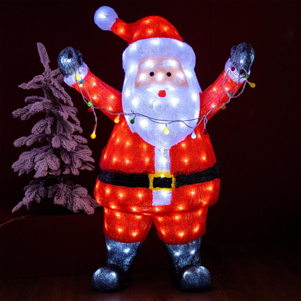 Babbo Natale luminoso con ghirlanda Bianco freddo 180 LED 1