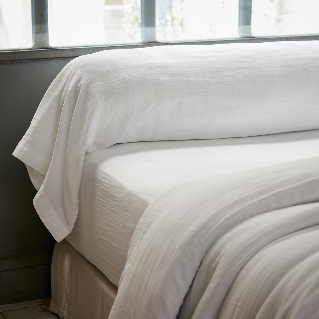 Federa cuscino a rullo garza di cotone (L185 cm) Gaïa Bianco chantilly 1