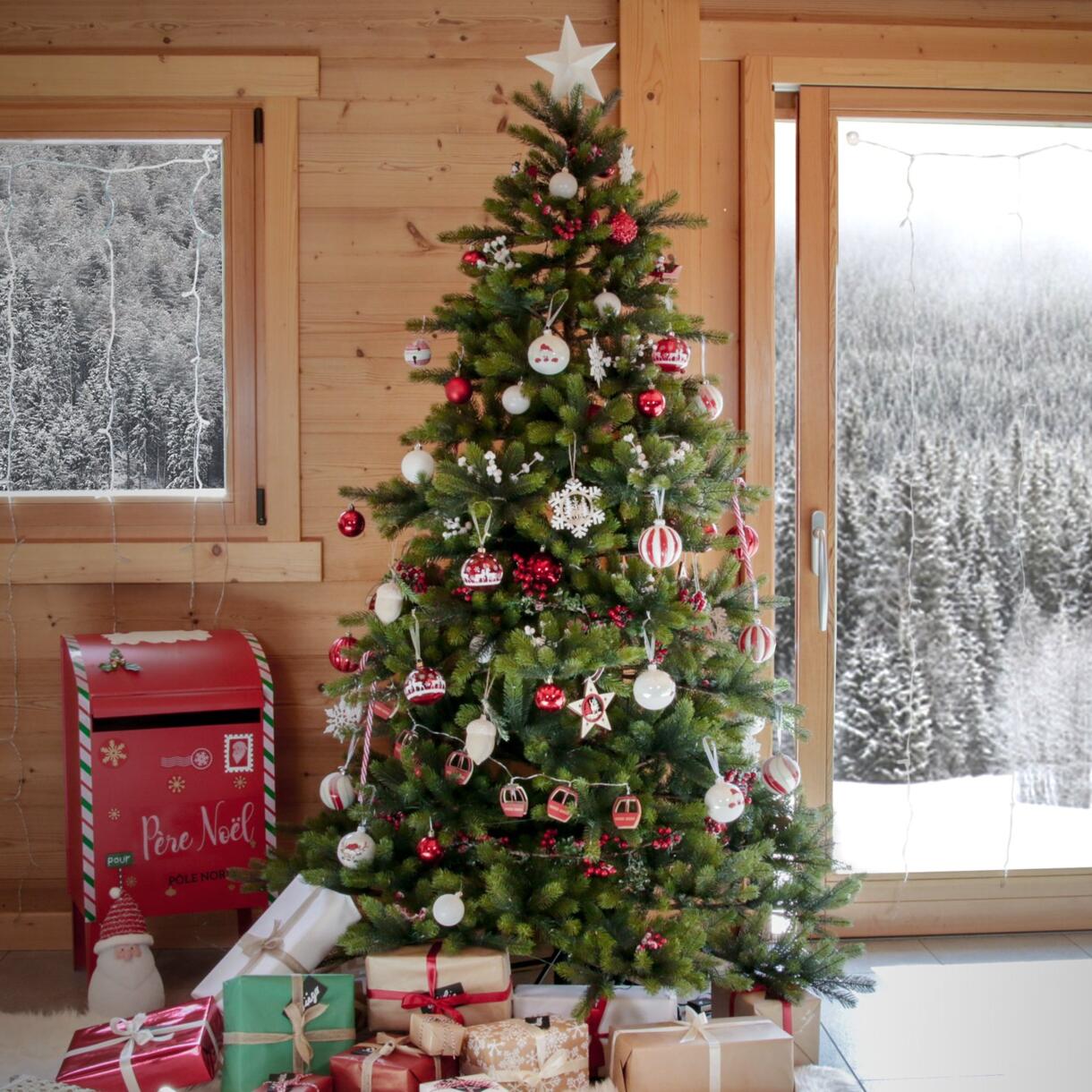 Künstlicher Weihnachtsbaum mit Beleuchtung für draußen Winnipeg H210 cm Tannengrün 1