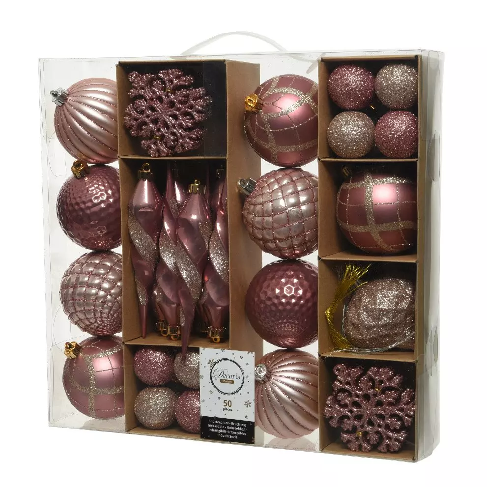 Kit de décoration de sapin de Noël Zaven Rose poudré/ Vieux rose 1