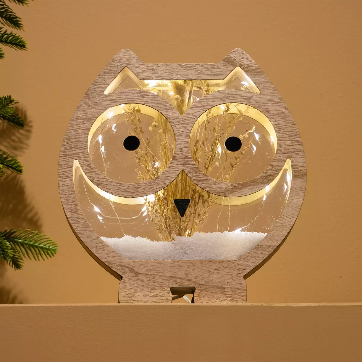 Buho florido a pilas luminoso Blanco cálido 25 LED 1