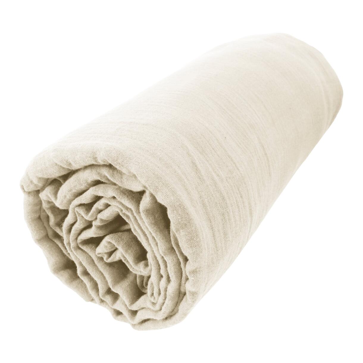 Sábana bajera en gasa de algodón (180 cm) Gaïa Beige pampa 6
