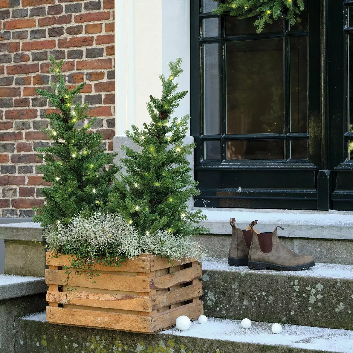Árbol artificial de Navidad con luces ALLIX à piquer dans le sol Alto 90 cm Blanco cálido 6