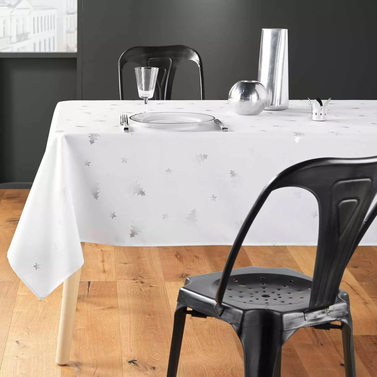 Mantel rectangular (L300 cm) Sapin metálico Blanco 1