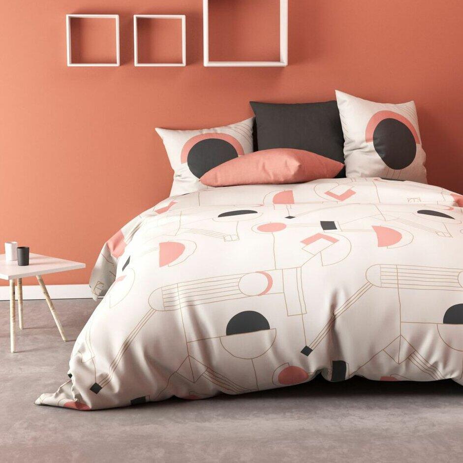 Bettbezug & 2 Kopfkissenbezüge Baumwolle (240 cm) Hawa Pink Rosa