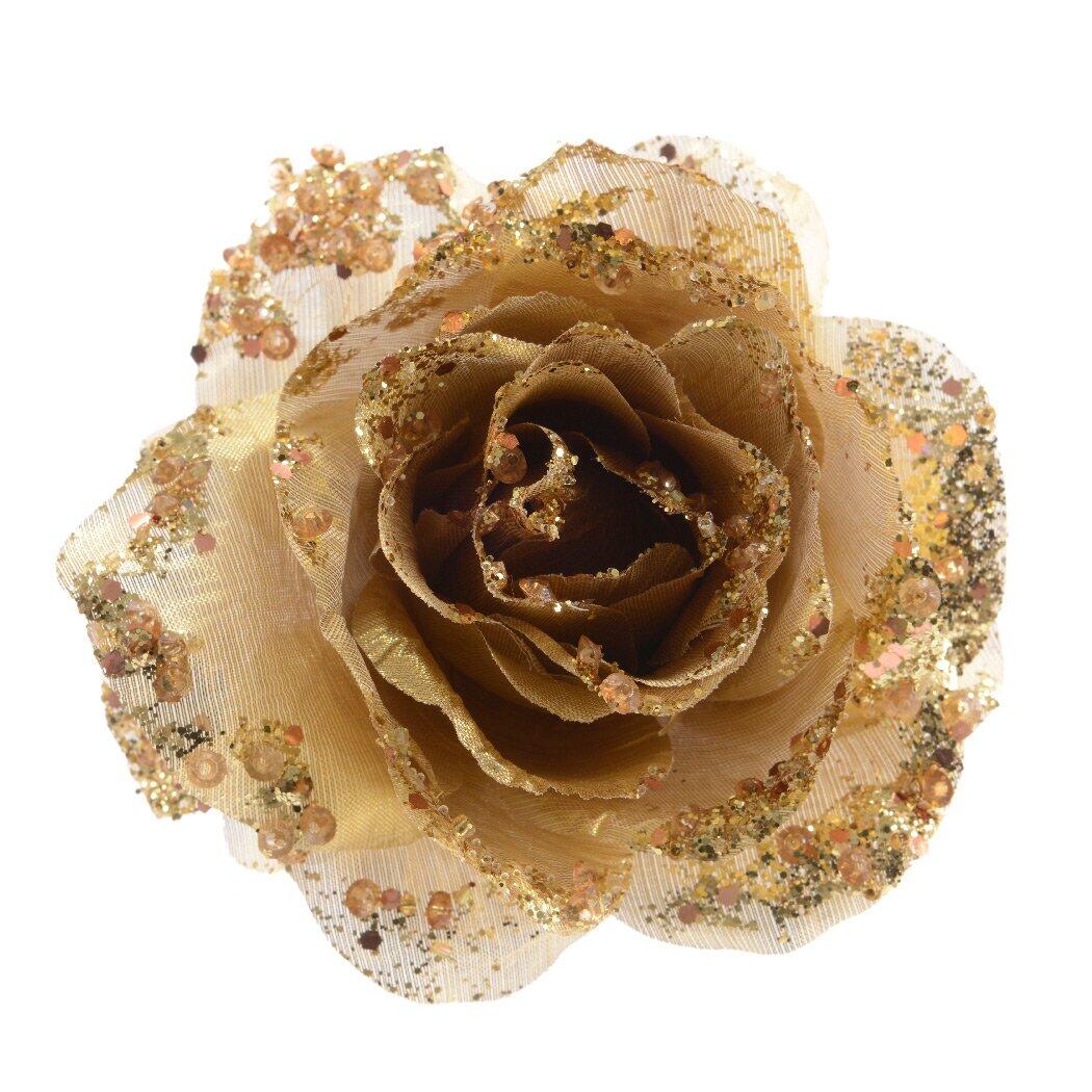 Fiore decorativo con pinza Rosace Oro 1