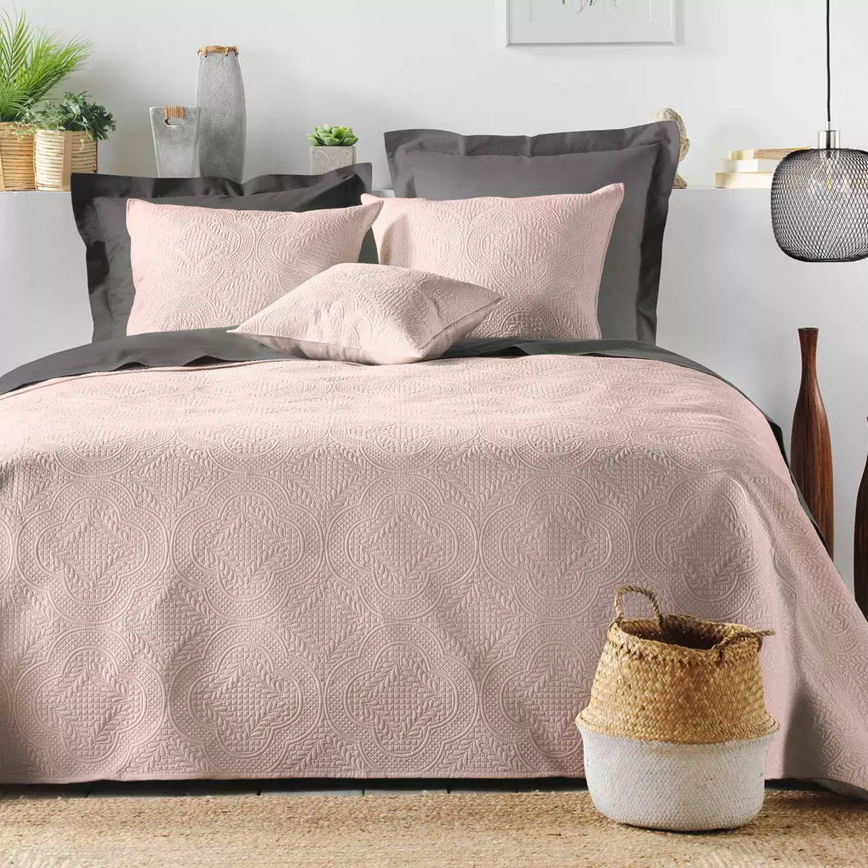 Couvre-lit (220 x 240 cm) Romane Rose 1