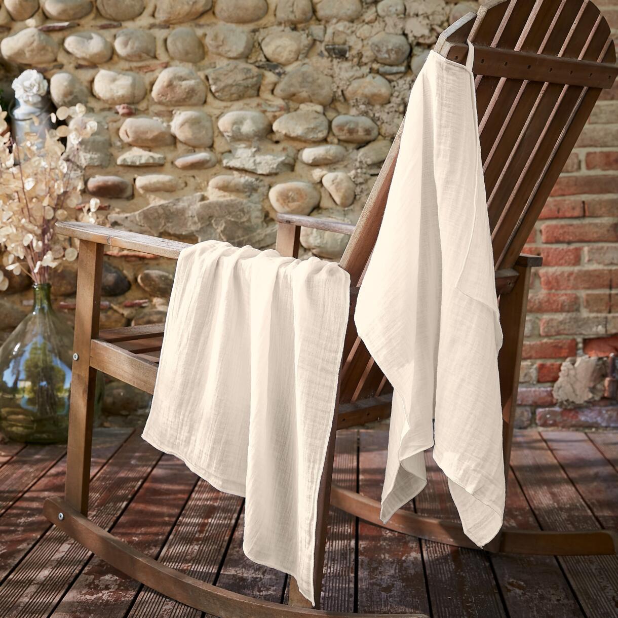 2er Set Handtücher aus Baumwoll-Gaze (70 cm) Gaïa Beige 1
