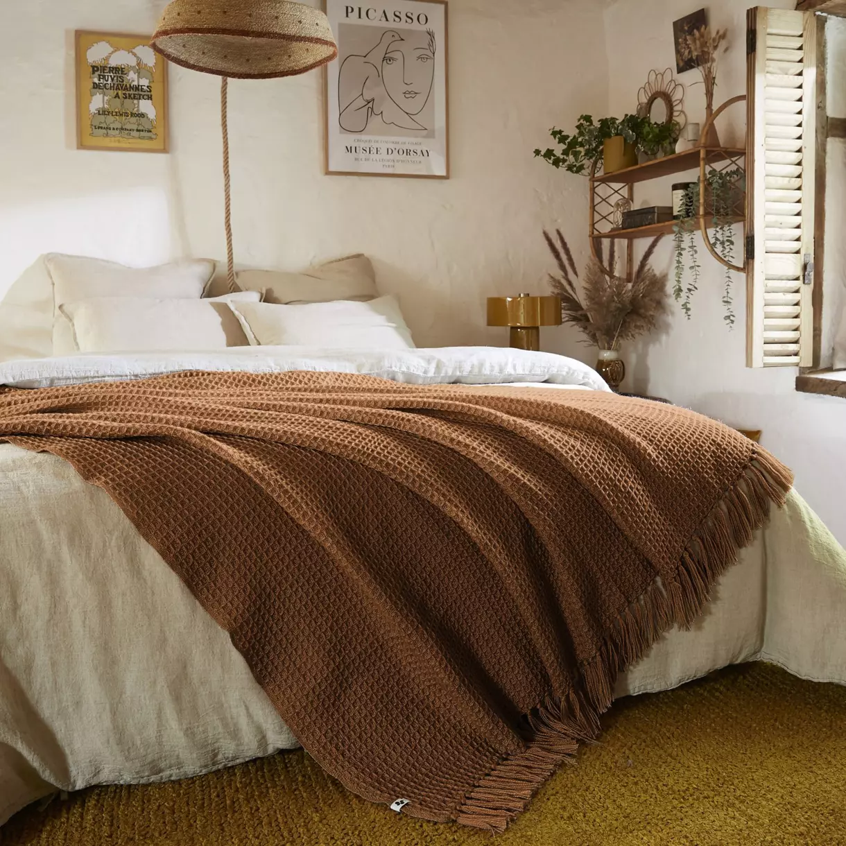 Colcha material reciclado (240 x 260 cm) Gabin Camel