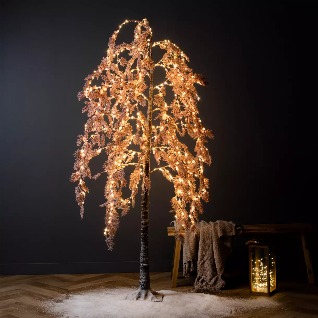 Saule pleureur lumineux Fleur rose H200  cm Rose 1