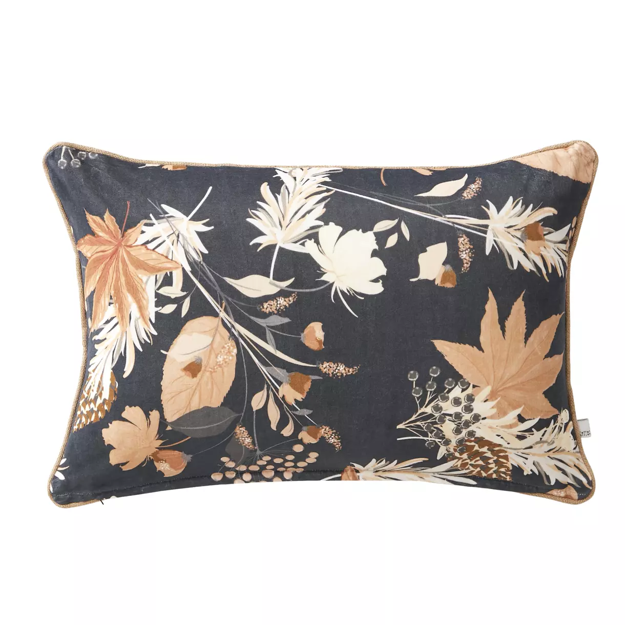 Coussin rectangulaire velours de coton (60 cm) Hazel Bleu 1