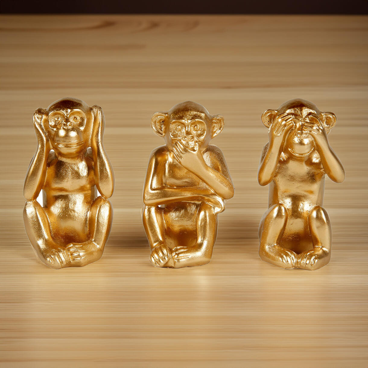 Set van 3 apen Sagesse Goudkleurig 1