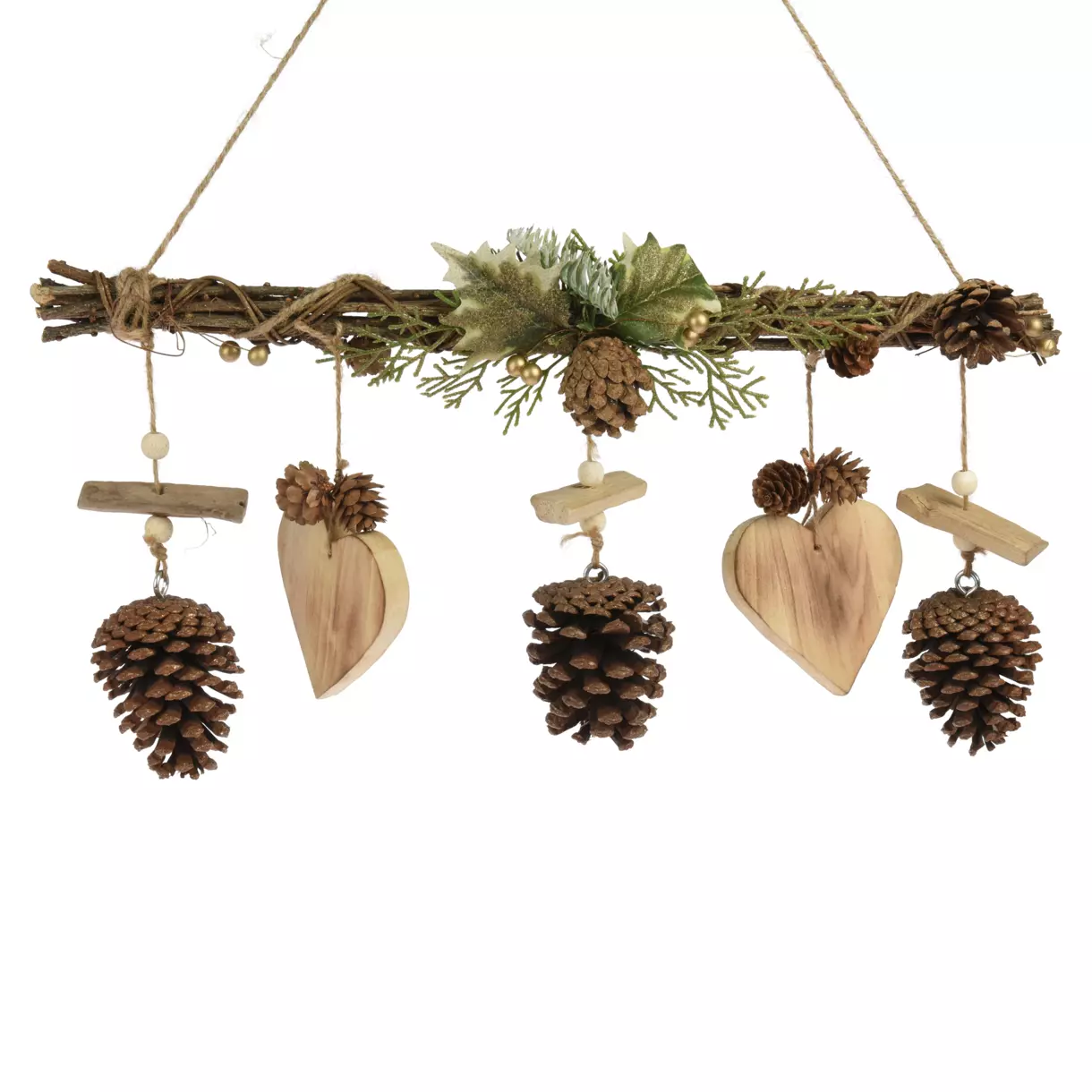 Suspension avec pommes de pin Marron + COEUR