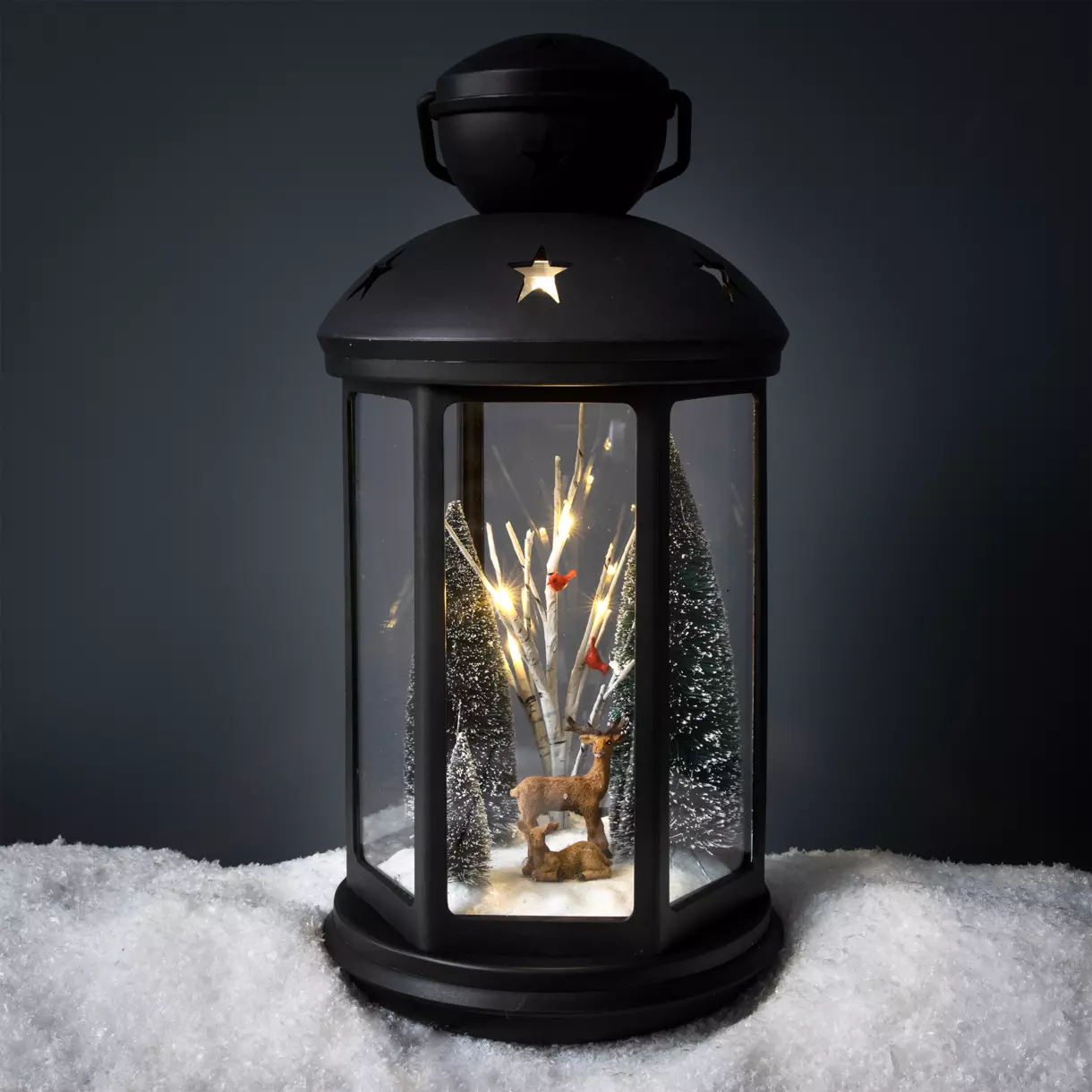 Lanterne de Noël lumineuse à piles Père Noël Blanc chaud 1