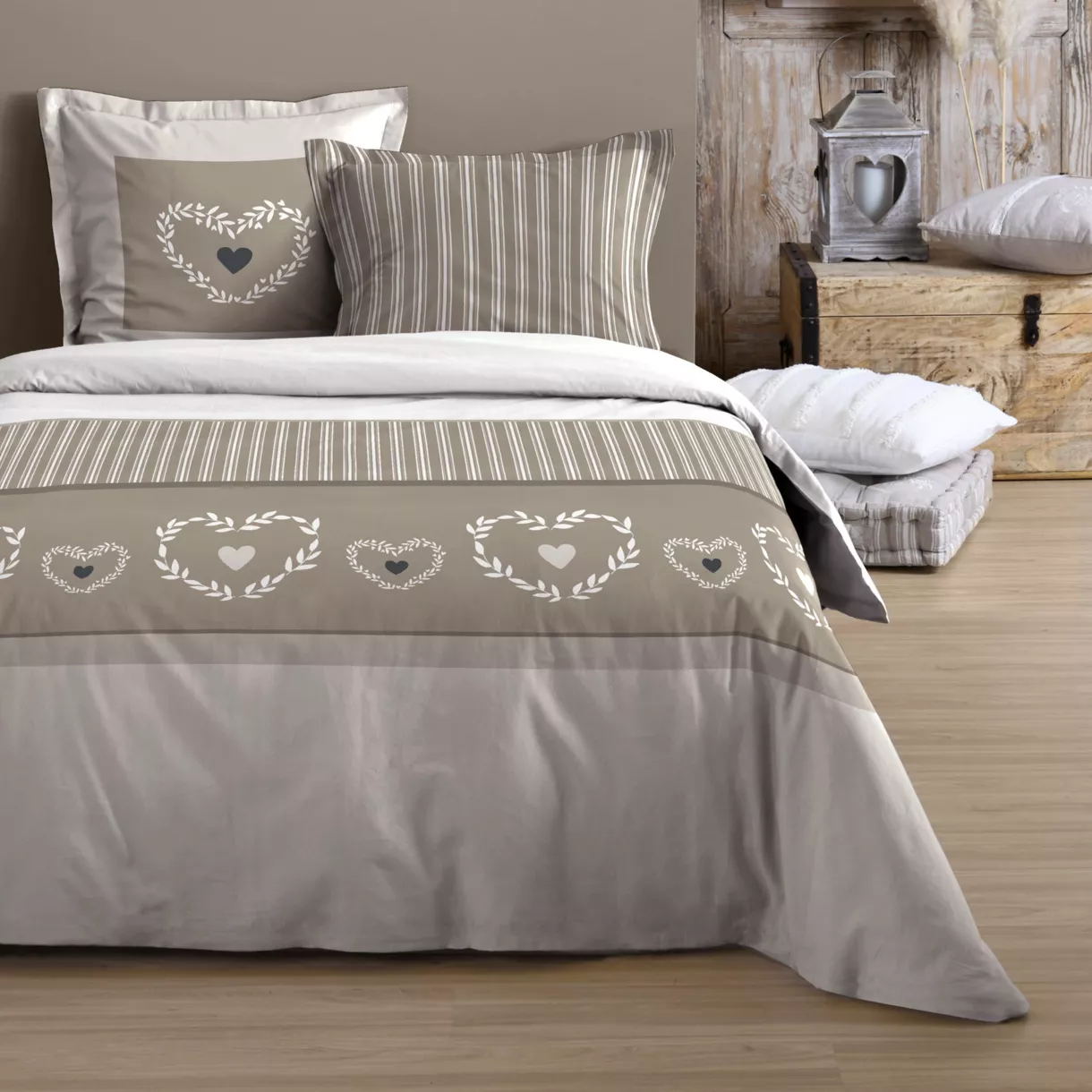 Funda Nórdica y dos fundas para almohada algodón (260 cm) Adelaide Beige 1