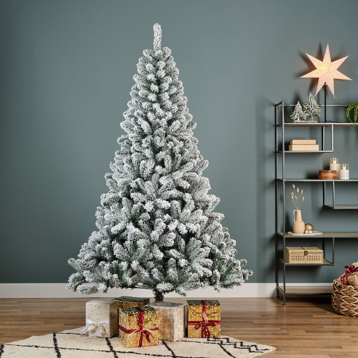 Künstlicher Weihnachtsbaum King H210 cm Grün verschneit 1