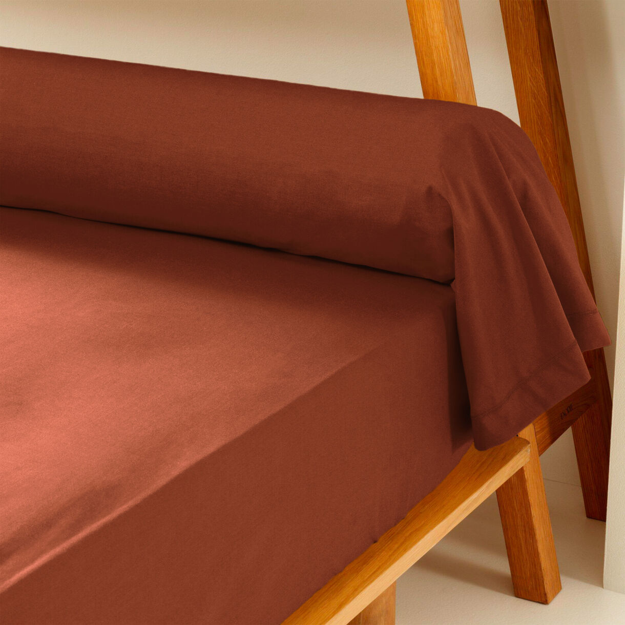 Federa cuscino a rullo percalle di cotone (L185 cm) Cali Terracotta