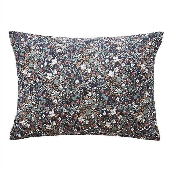 Federa cuscino rettangolare in garza di cotone (70 cm) Constance Blu notte