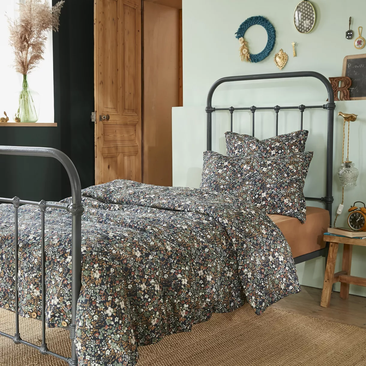 Housse de couette gaze de coton (140 cm) Constance Bleu nuit