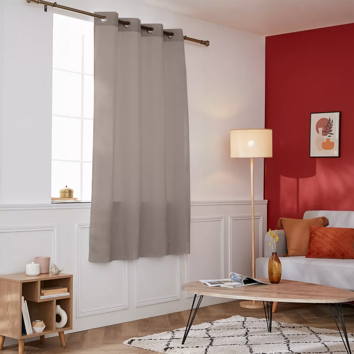 EM RIDEAU A OEILLETS 140 x 180 CM POLYESTER UNI THERMIQUE SUMMIT TAUPE