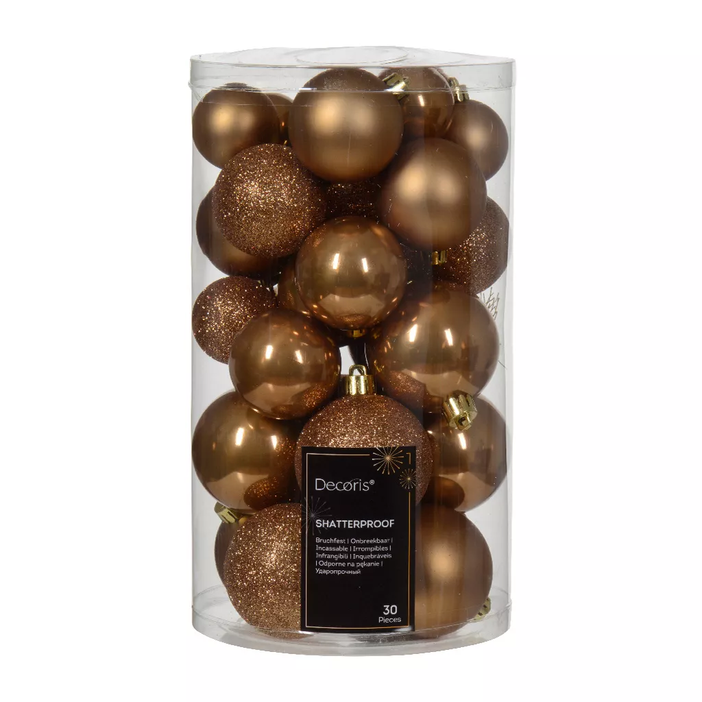 Lot de 30 boules de Noël Alpine assorties Brun gingembre 1
