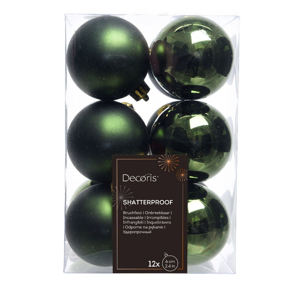 Confezione di 12 palline di Natale (D60 mm) Alpine Verde abete 1