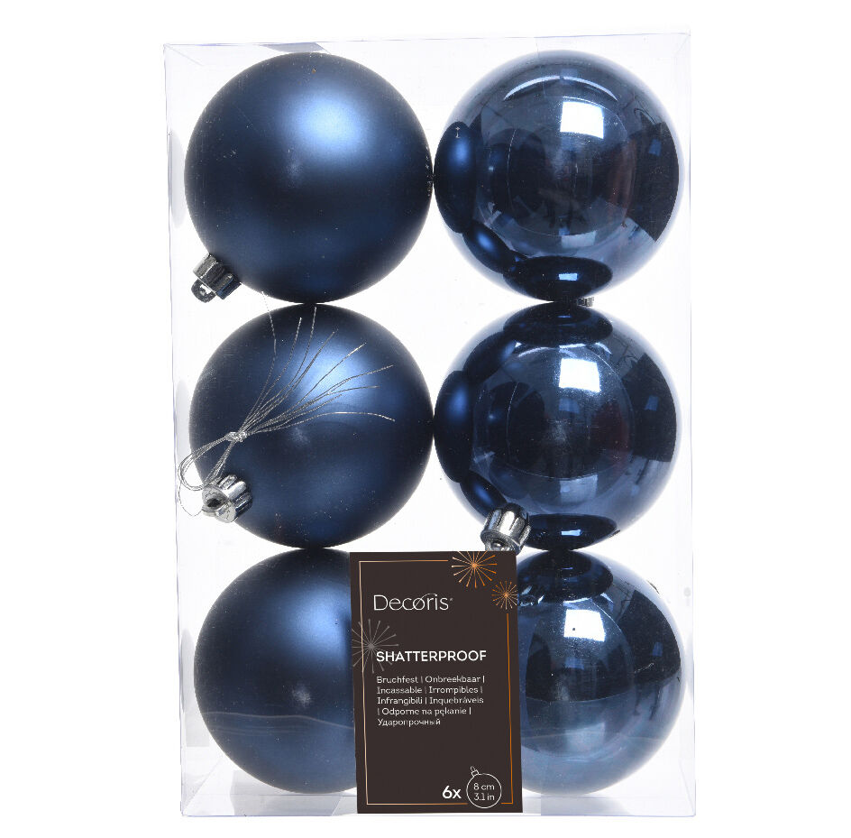 Confezione di 6 palline di Natale (D80 mm) Alpine Blu notte 1