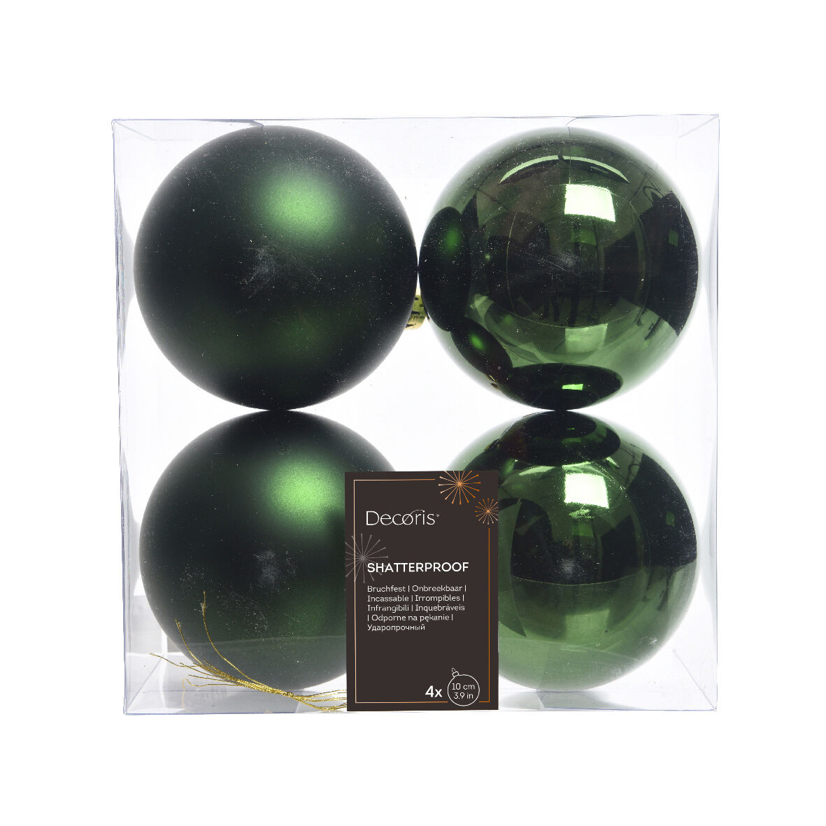 Confezione di 4 palline di Natale (D100 mm) Alpine Verde abete 1