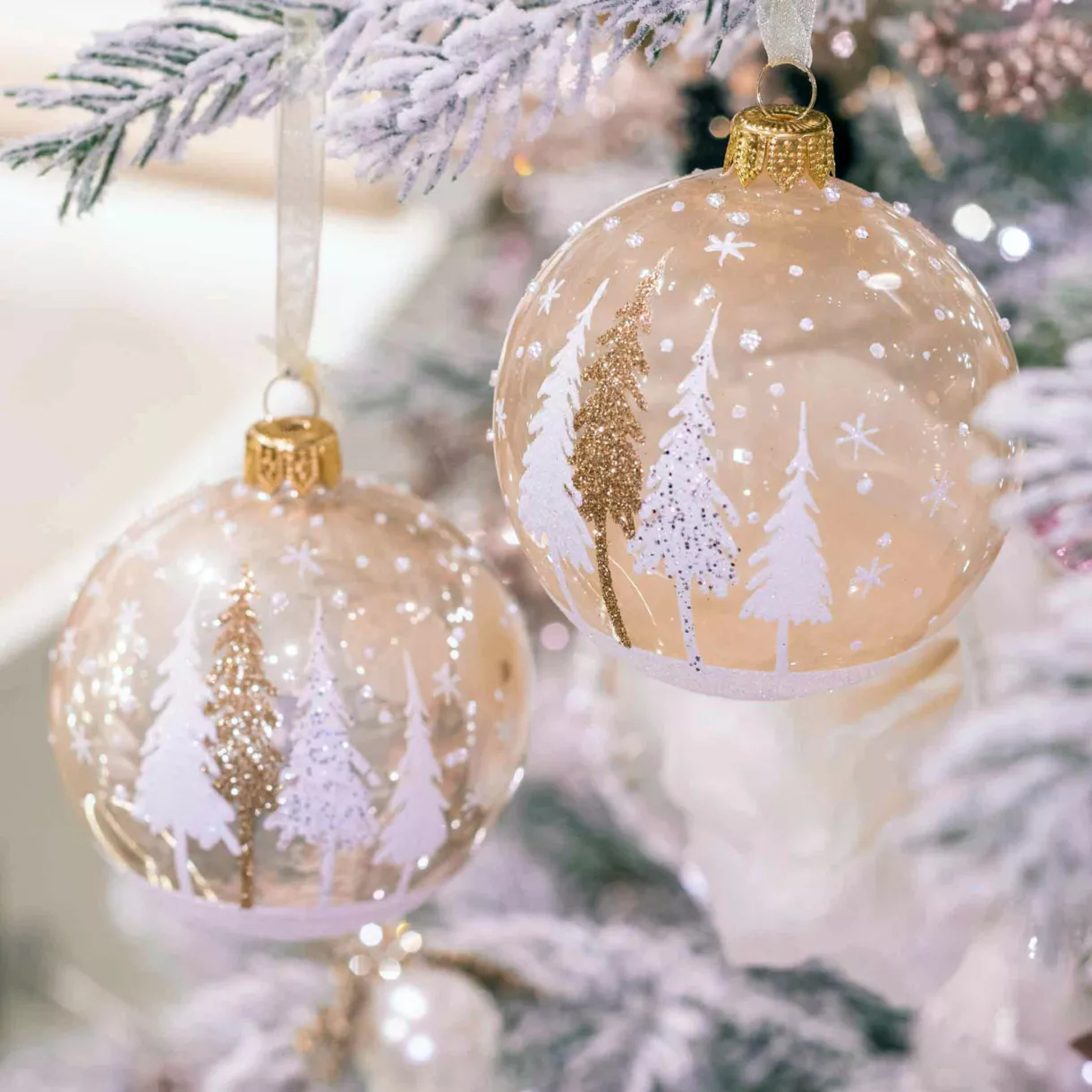 Lote de 6 bolas de Navidad en vidrio (D80 mm) Pia Perla 1