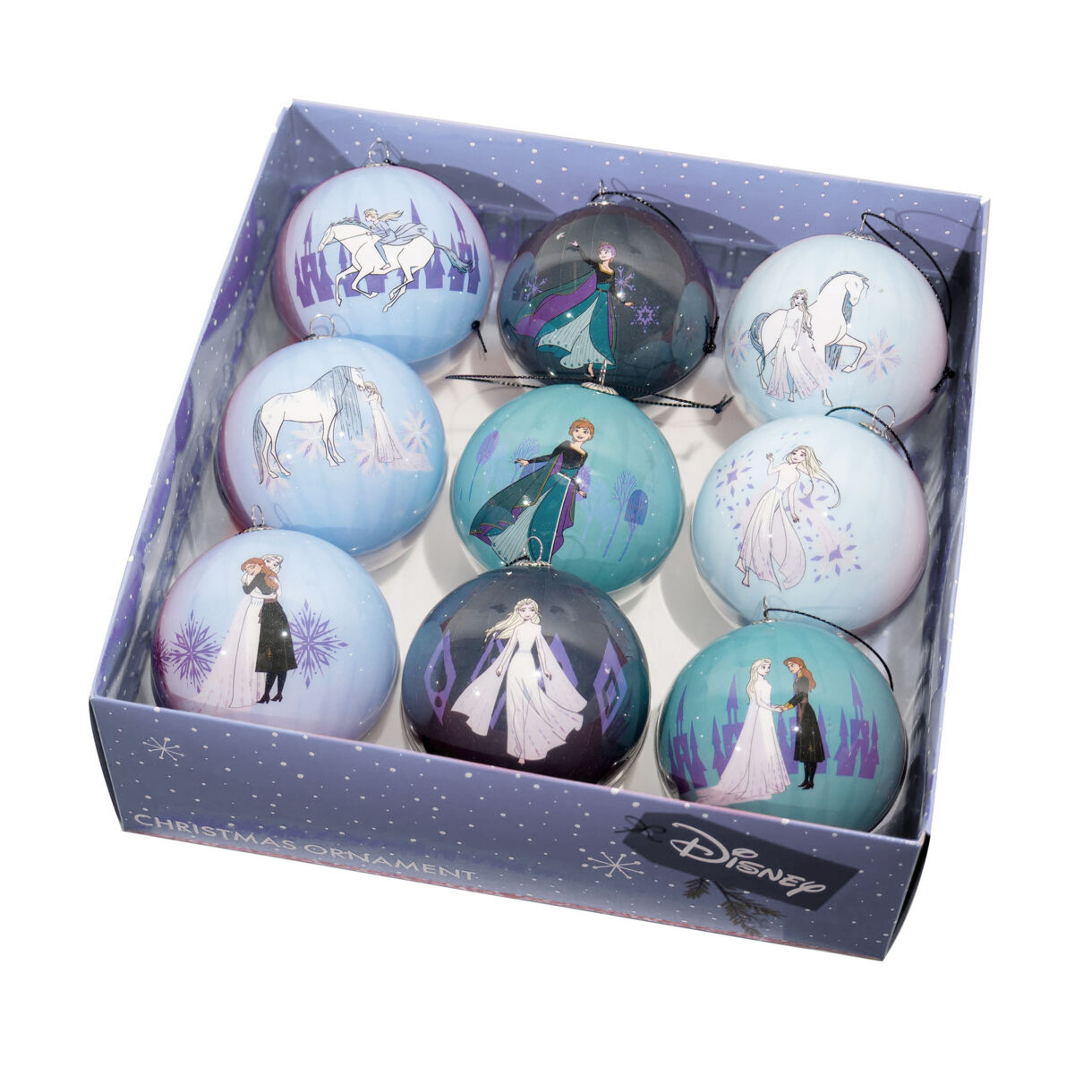 Coffret de 9 boules de Noël (D75 mm) Disney La Reine des Neiges Bleu 1