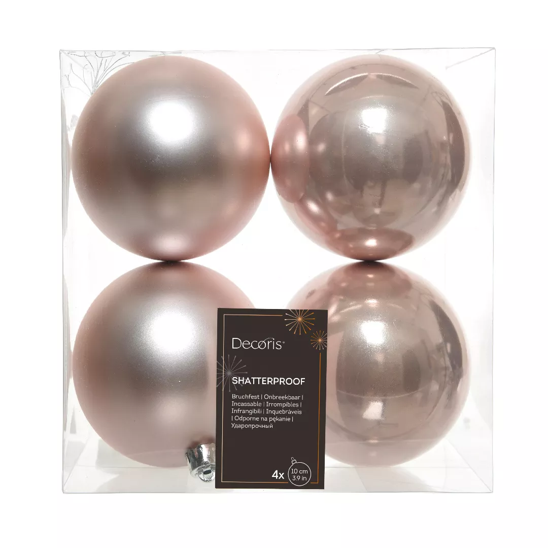 Lote de 4 bolas de Navidad (D100 mm) Alpine Rosa palo 1