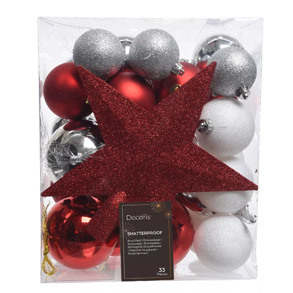 Kit kerst hangdecoratie Novea mix Wit / Rood 1