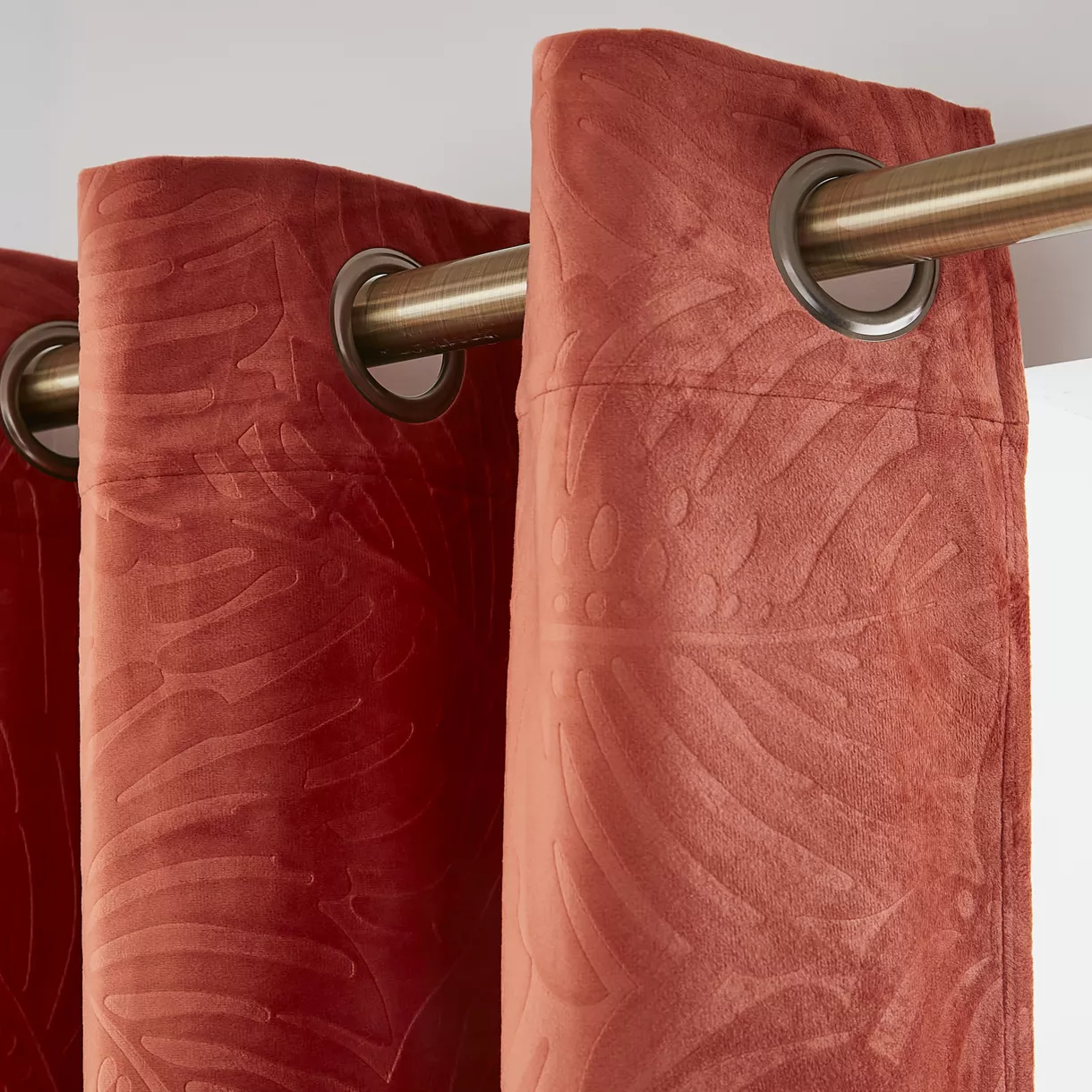 Rideau occultant velours (180 x 260 cm) Fern Terracotta
