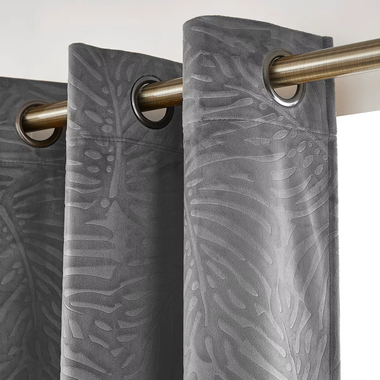 Cortina opaca terciopelo (140 x 180 cm) Fern Gris antracita