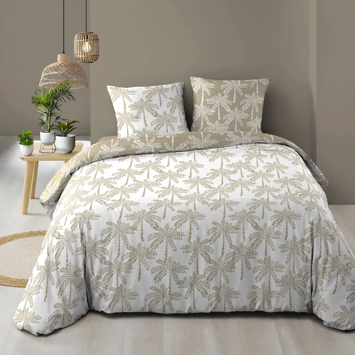 Funda nórdica y dos fundas en algodón (240 x 220 cm) Oliana Beige