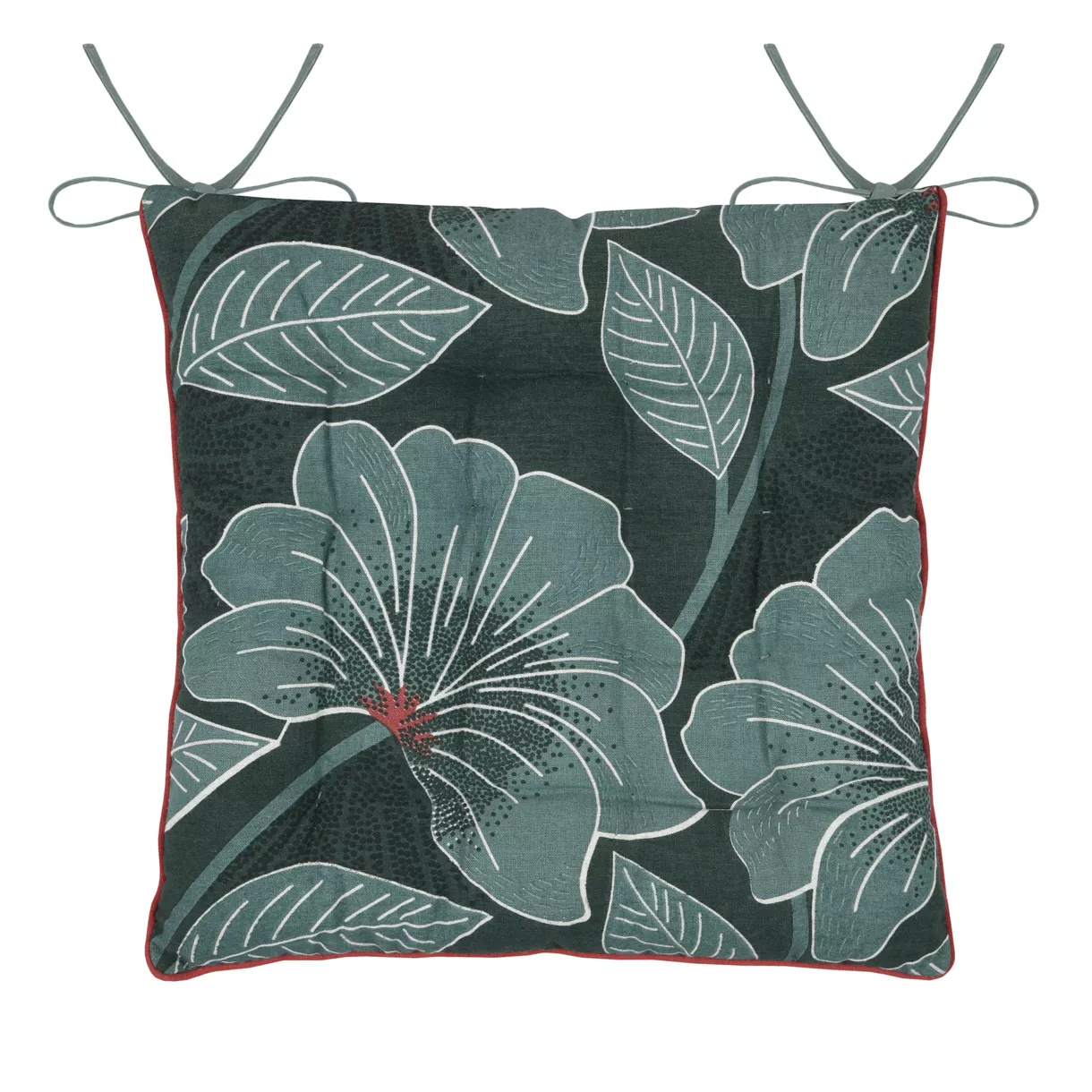 Coussin de chaise carré coton Parrot Vert émeraude